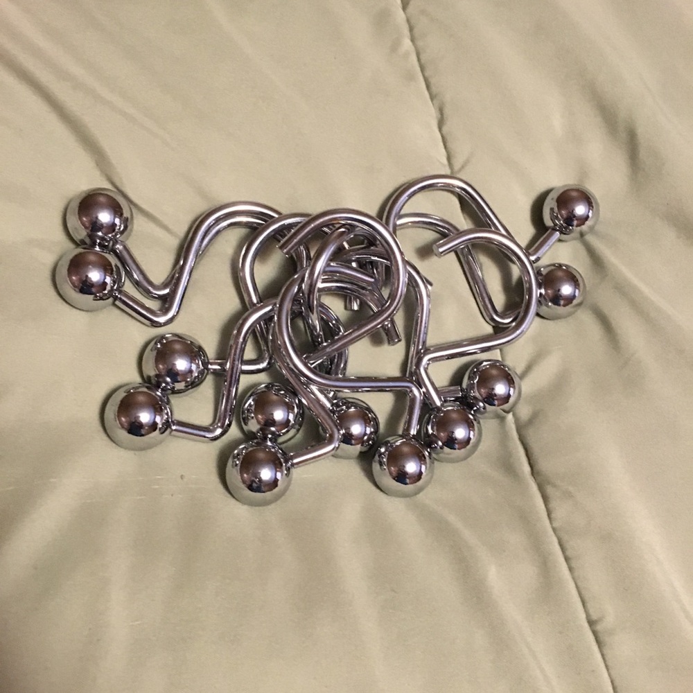 12 heavy duty silver shower curtain hooks